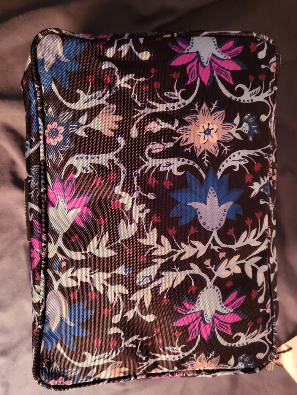 Vera Bradley Black Pouch with Pink & Blue Floral Trim
